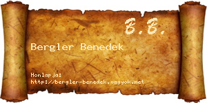 Bergler Benedek névjegykártya